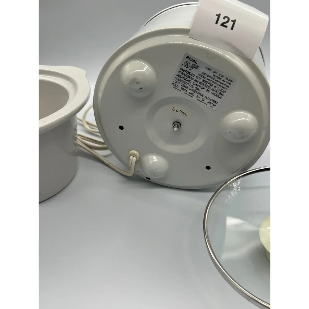 Rival Crock-Pot 3215 White Stoneware Slow Cooker with Glass Lid 80W 120V Works